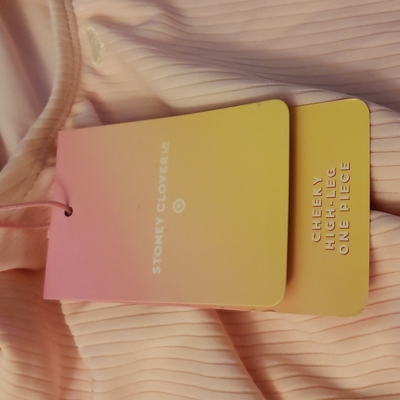 Stoney Clover x Target Pink Ribbed Cheeky High Leg 1 Piece Swimsuit Size XS (0-2 - Picture 8 of 8